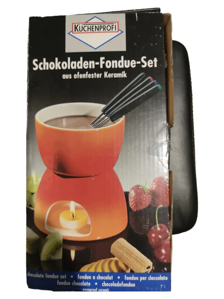 DEPOT Schokofondue 2 Gabeln Schoko Fondue Set Weiß Keramik