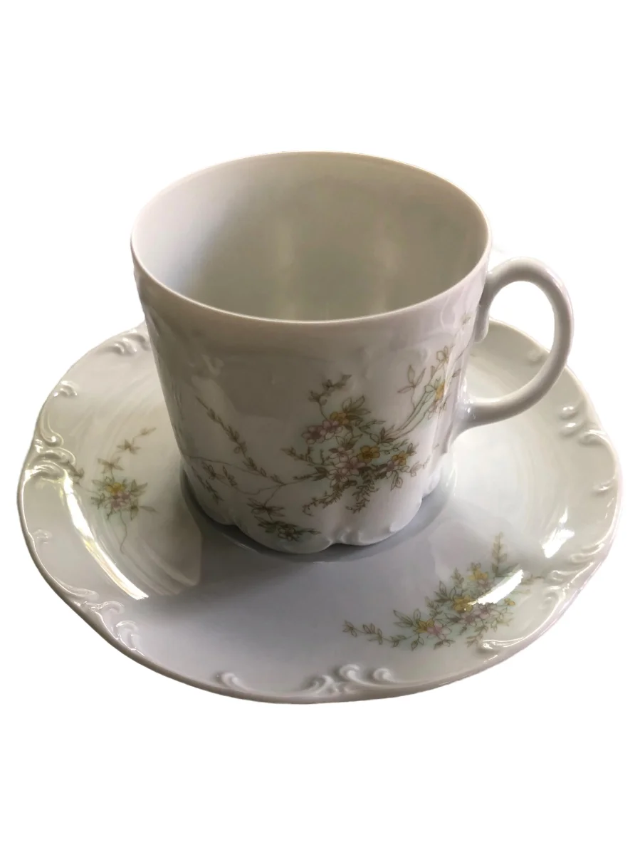 ROSENTHAL Tasse mit Untertasse Weiß Porzellan Blumen…