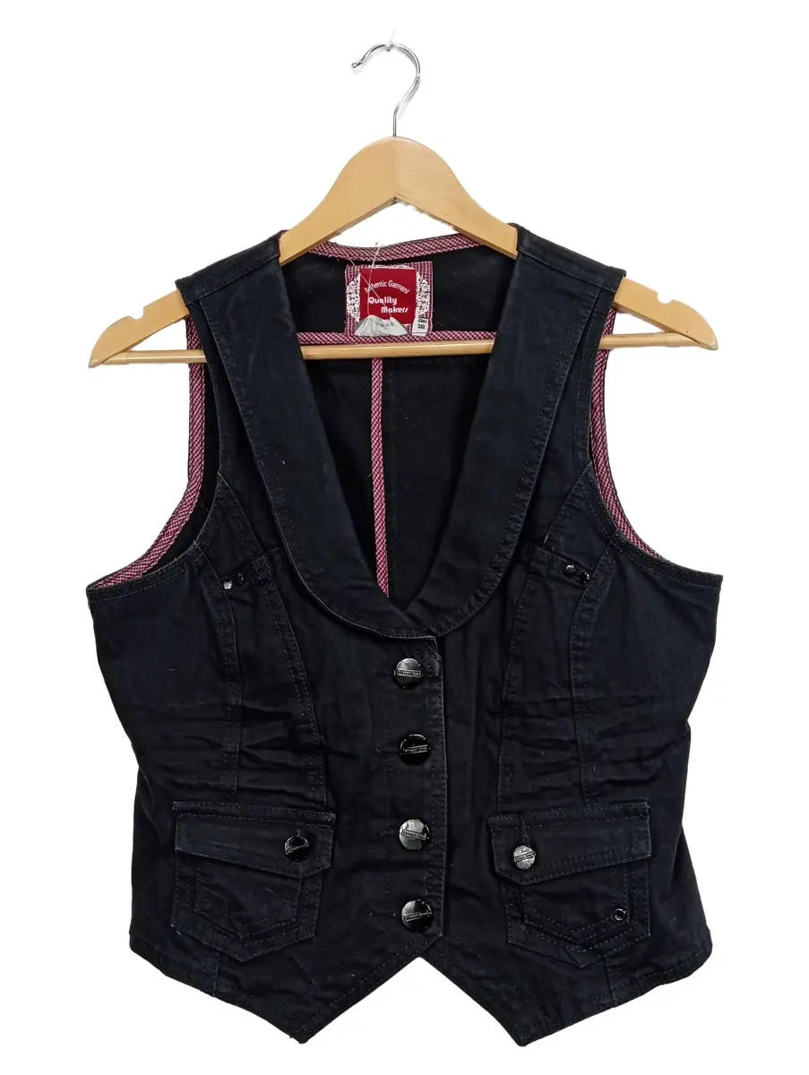 Damen Weste Gr. 40 Schwarz Modern Baumwolle