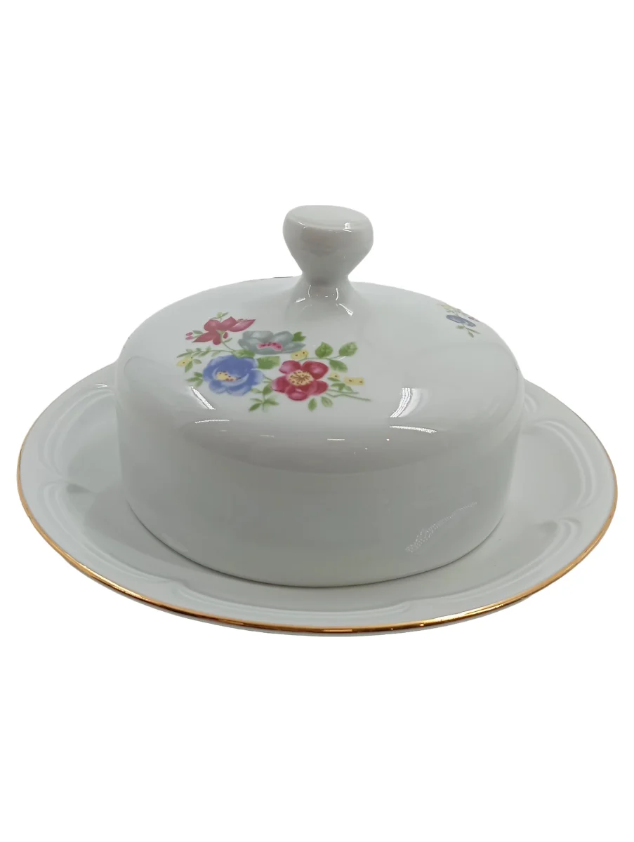 KAHLA Butterdose Weiß Porzellan Blumen Blumenmuster…