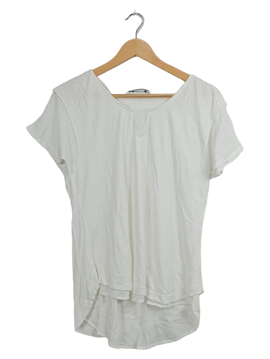 Damen T-Shirt Gr. S Weiß Viskose Layered Look Casual