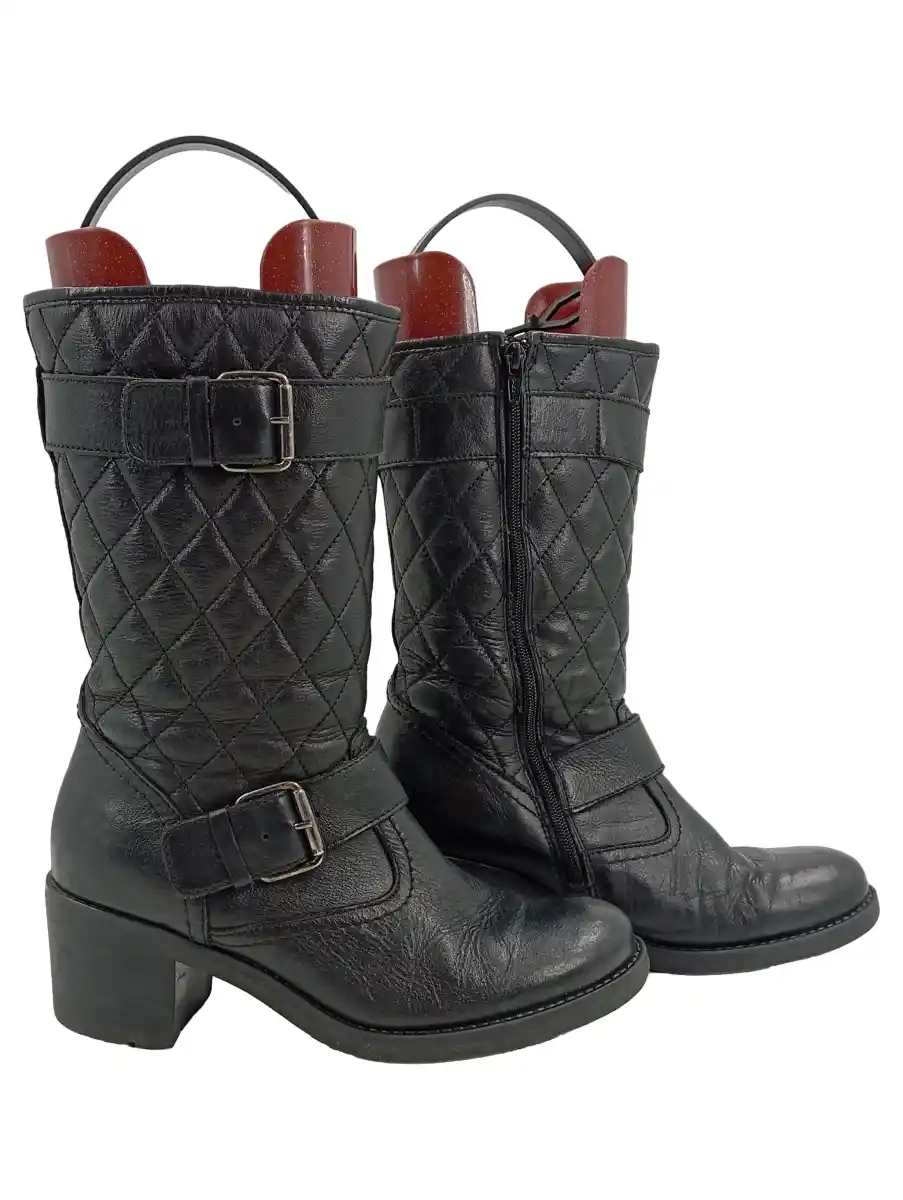 TAMARIS Stiefel Damen Gr. 38 Schwarz Leder Reißverschluss 7 cm Urban Alltag Uni