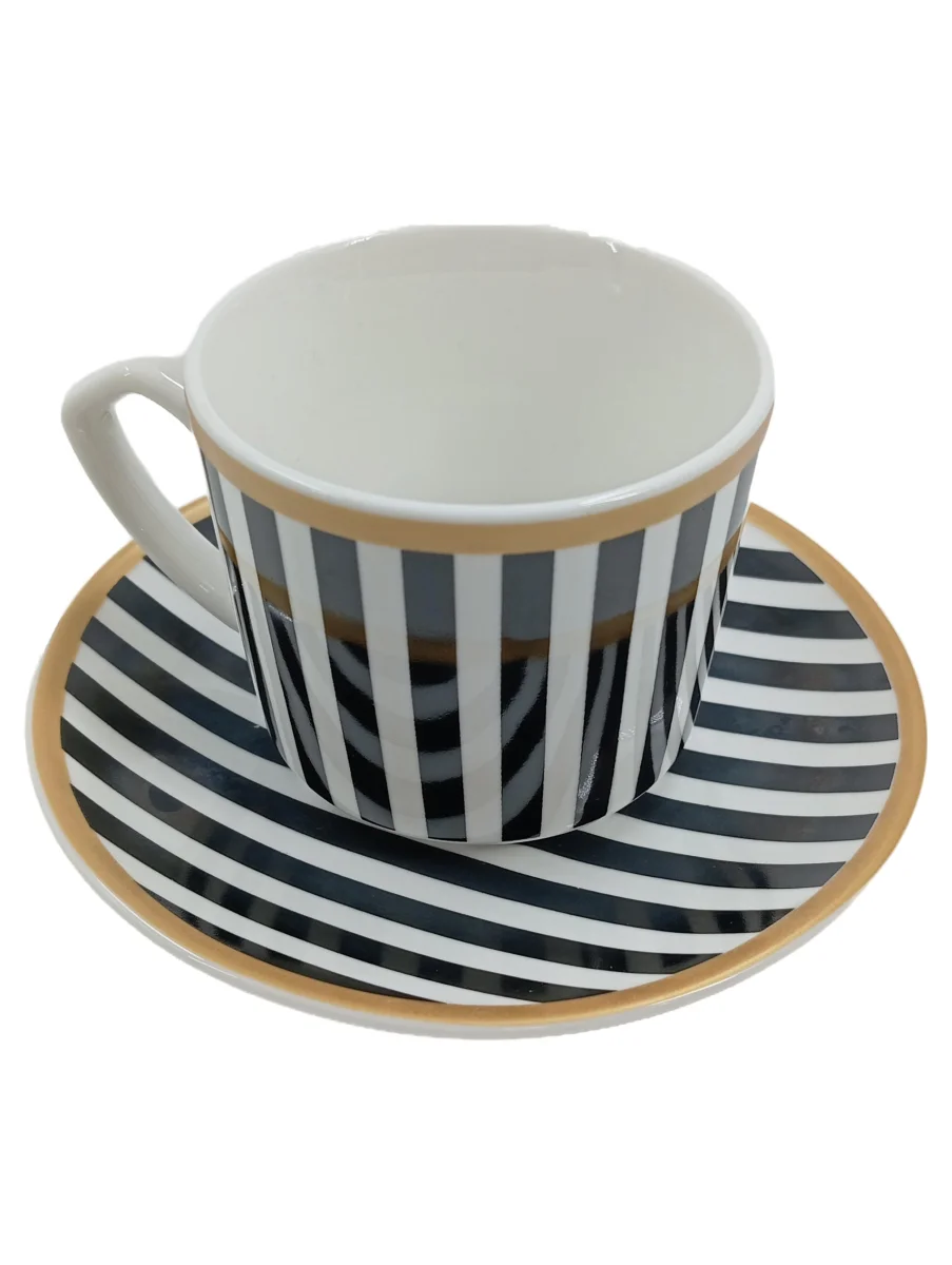 KARACA Tasse mit Untertasse Mehrfarbig Porzellan Gestreift…