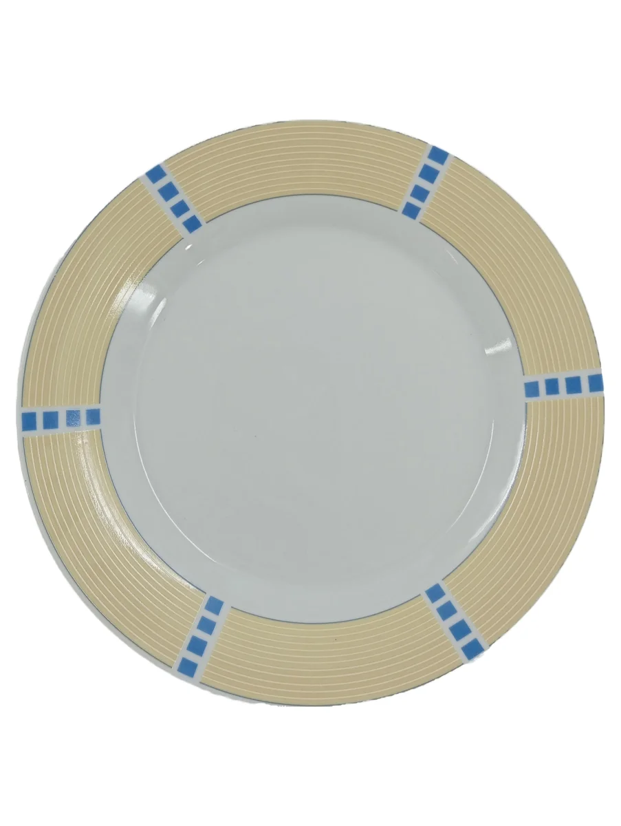 DOMESTIC Frühstücksteller Beige Porzellan Geometrisch…
