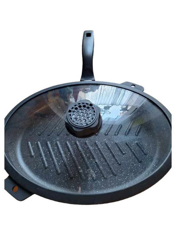STONELINE Bratpfanne Glasdeckel Grillpfanne Schwarz Metall…