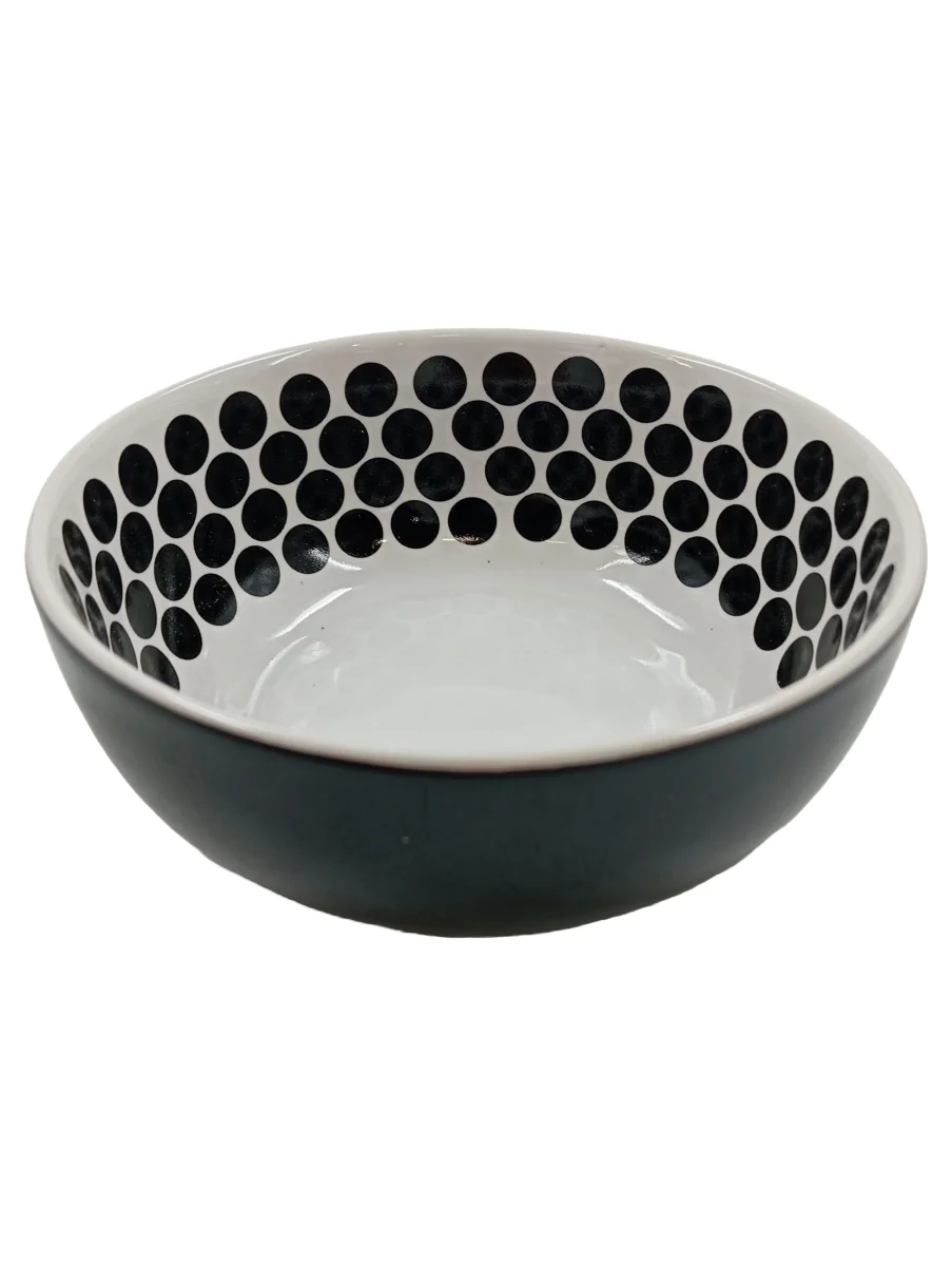IKEA Dekoschale Weiß 12cm Schwarz Porzellan Punkte…