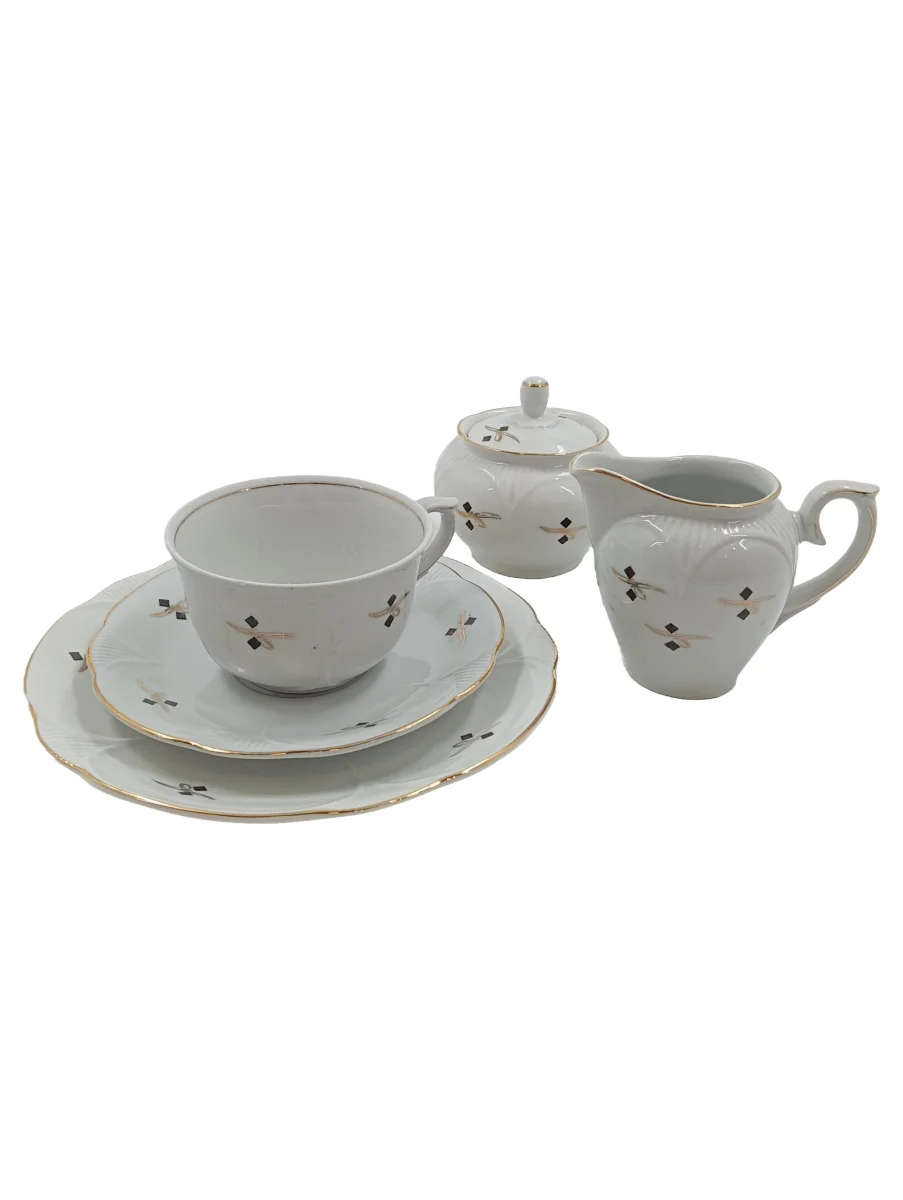 Kaffeeservice Weiß Keramik Grafisch Klassisch Alltag 4 1