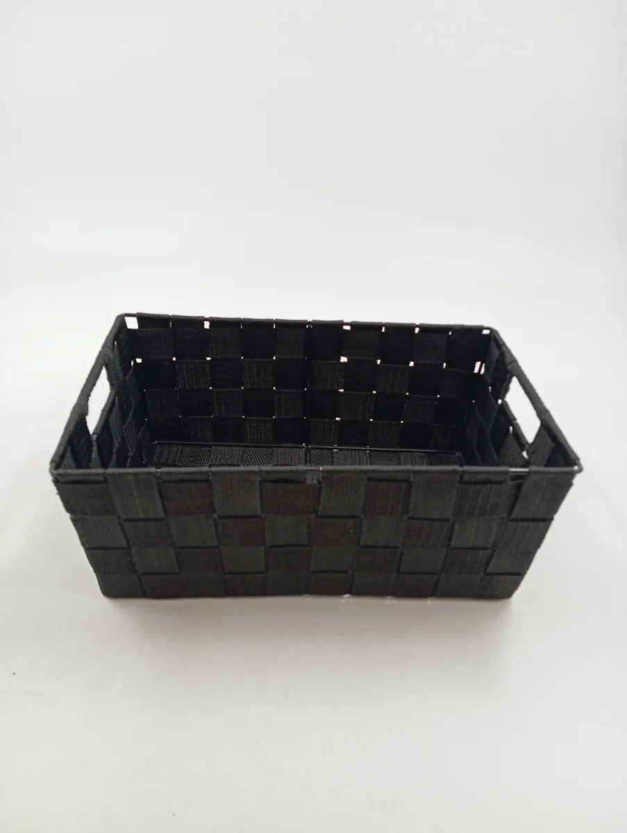 Aufbewahrungskorb Schwarz Webmuster Griffen 28x12…