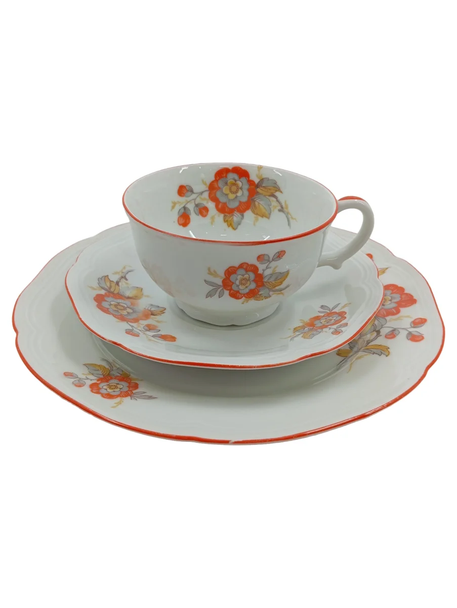 BAREUTHER Kaffeeservice Weiß Porzellan Blumen Blumenmuster…