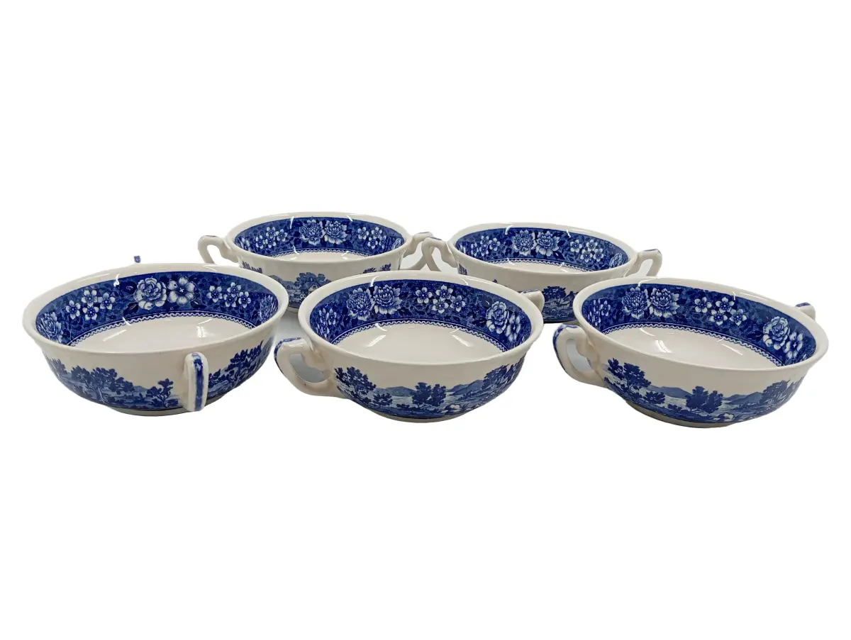 VILLEROY & BOCH Suppentasse Blau Porzellan Blumen…