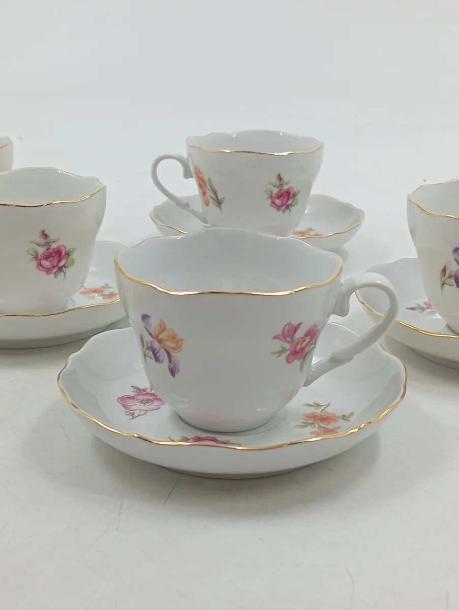 TRIPTIS Kaffeeservice Weiß Porzellan Blumen Blumenmuster…