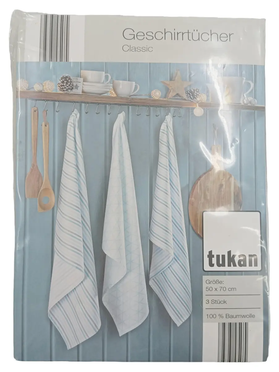 TUKAN Geschirrtuch Geschirrtücher Classic 3er 50x70cm Weiß…