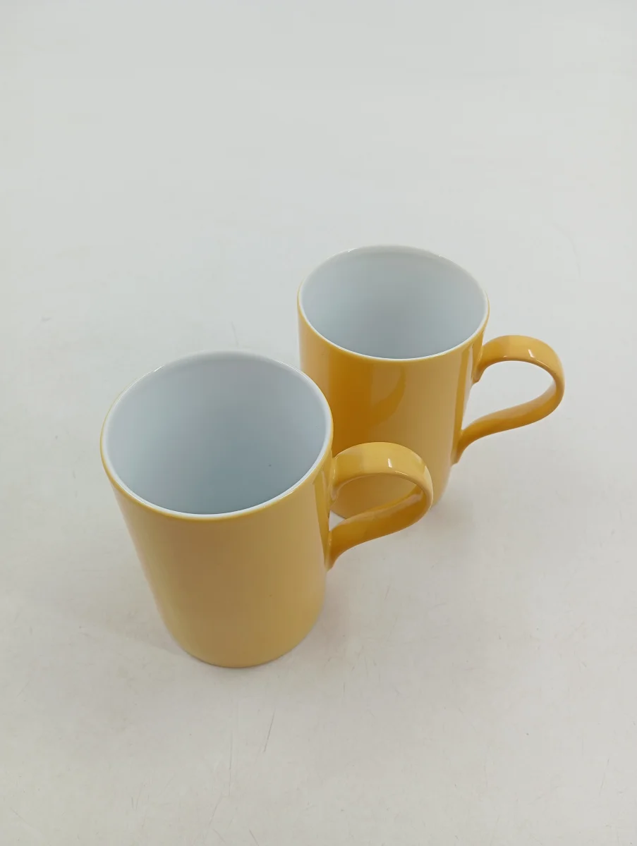 KAHLA Kaffeebecher Gelb Porzellan Uni Basic Alltag 2 Teile
