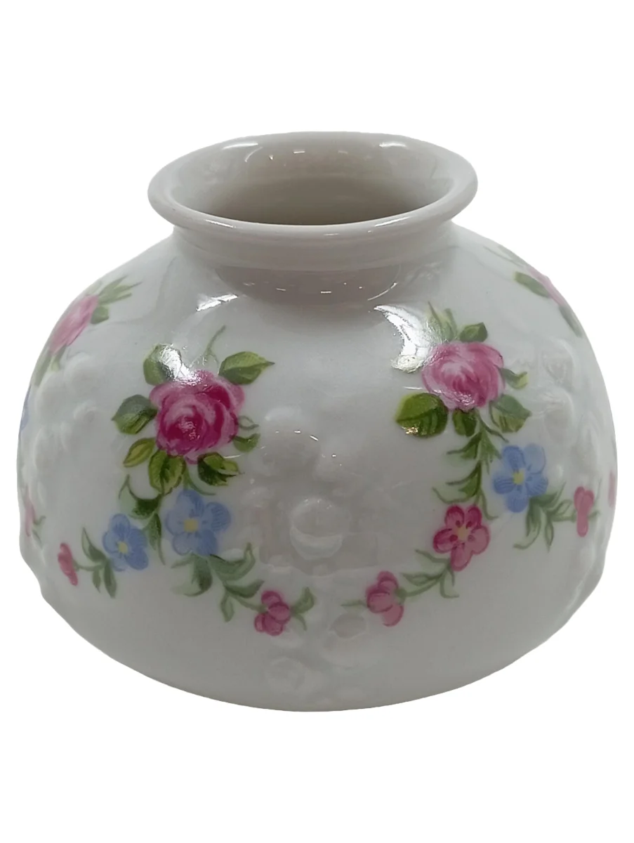 DEPOT Vase Weiß Keramik Bauchig Blumen Blumenmuster…
