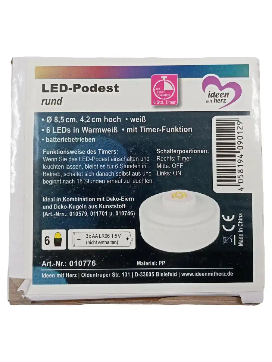 IDEEN MIT HERZ Teelichthalter Timer 6 LEDs Warmweiß…