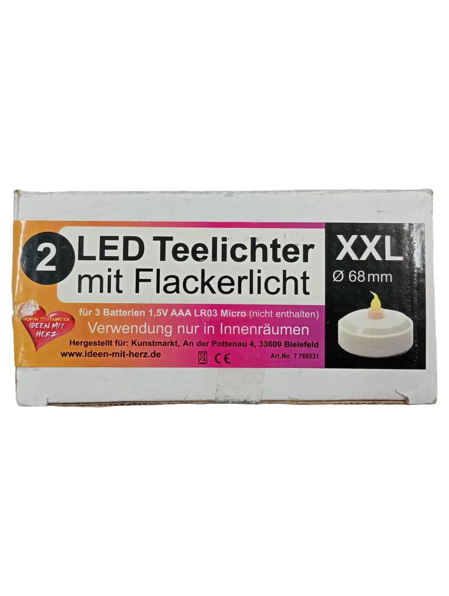 IDEEN MIT HERZ LED-Kerze 2x Teelichter XXL Flackerlicht…