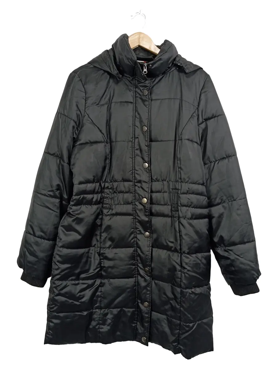 Steppjacke Damen Schwarz Gr. 44/XXL Polyester Uni Casual Langarm Alltag