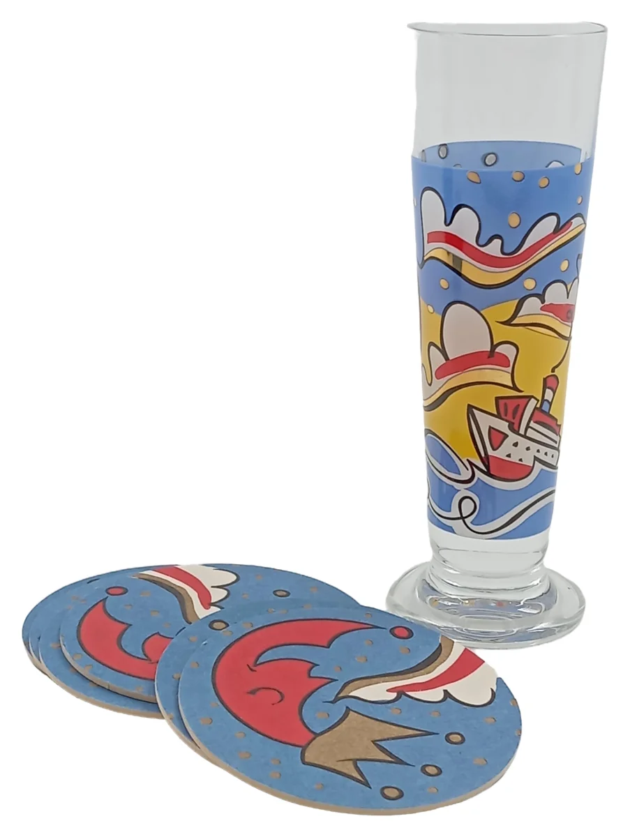 RITZENHOFF Schnapsglas Blau Mond Abstrakt Farbenfroh 4 Teile