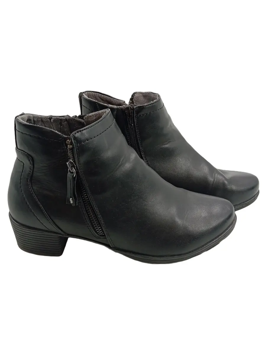Stiefeletten Damen Gr. 40 Schwarz Kunststoff Reißverschluss 4 cm Alltag Uni
