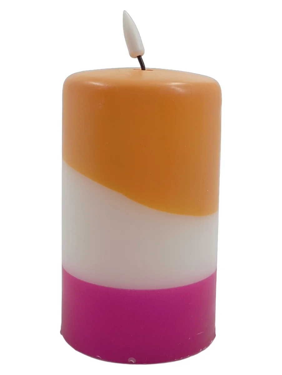 ELAMBIA LED-Kerze Stumpenkerze 16cm Orange Weiß Mehrfarbig…
