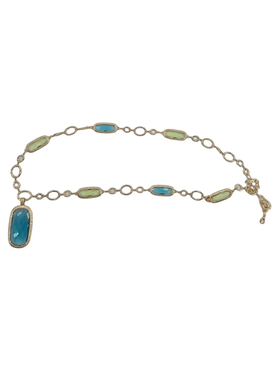 Kette mit Anhänger Goldfarben Steine Damen Mehrfarbig Uni Elegant