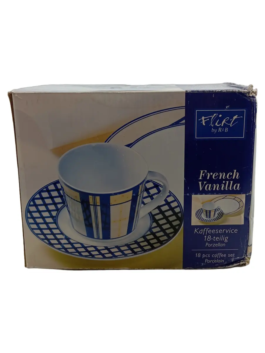 FLIRT BY R&B Kaffeeservice Blau Porzellan Kariert Casual…