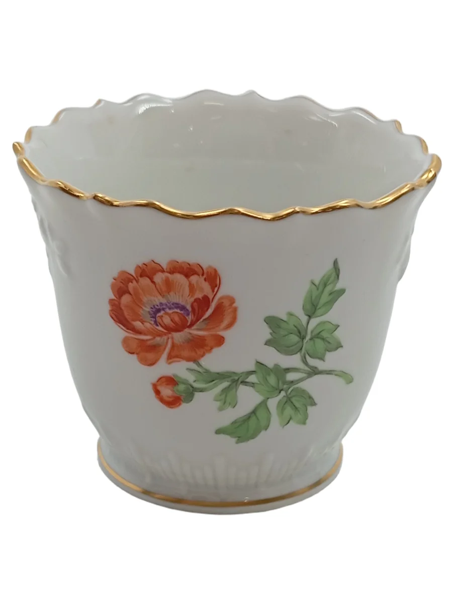 MEISSEN Vase Weiß Porzellan rund Blumen Blumenmuster…