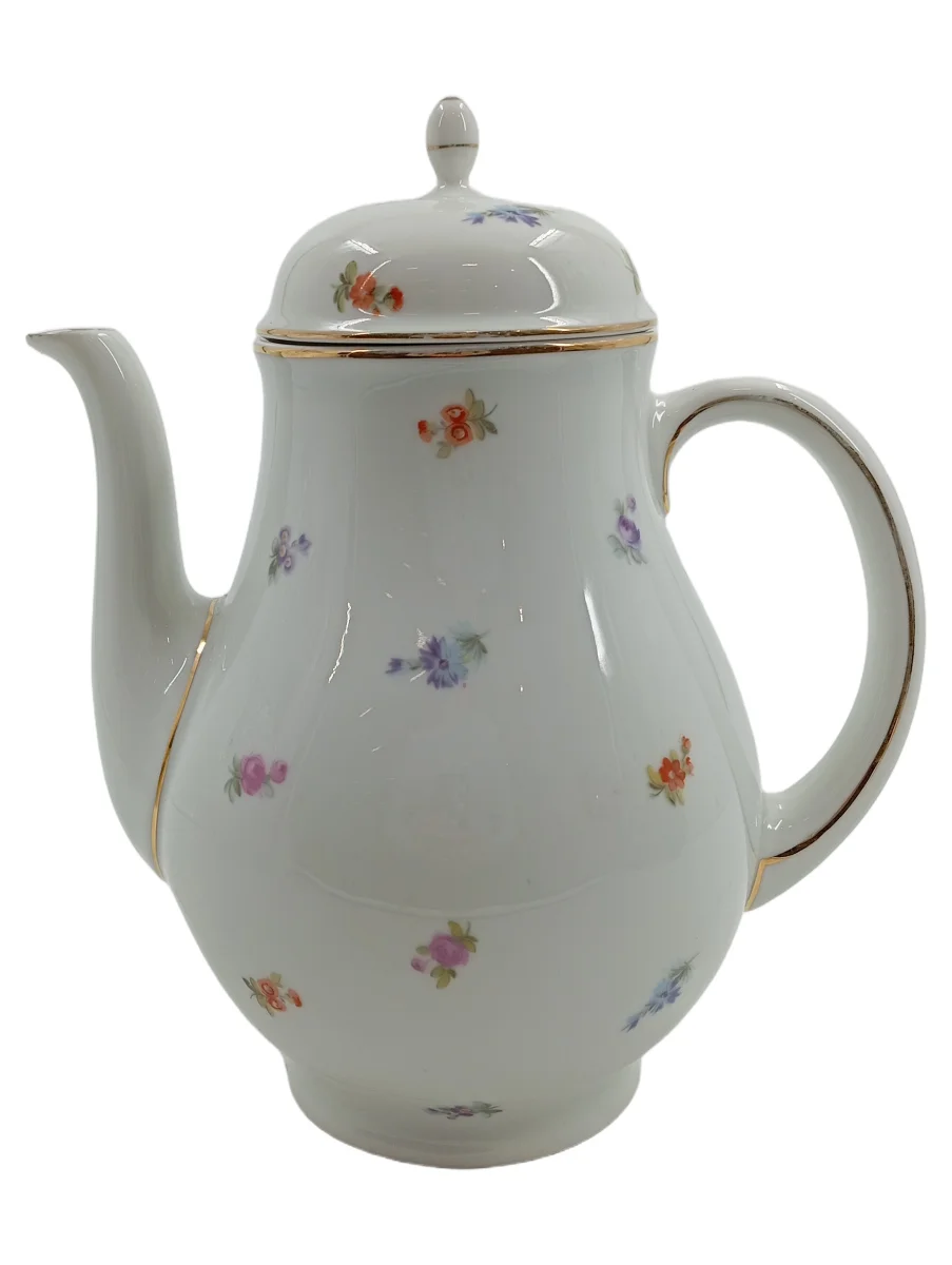 THOMAS Kaffeekanne Weiß Porzellan Blumen Blumenmuster…
