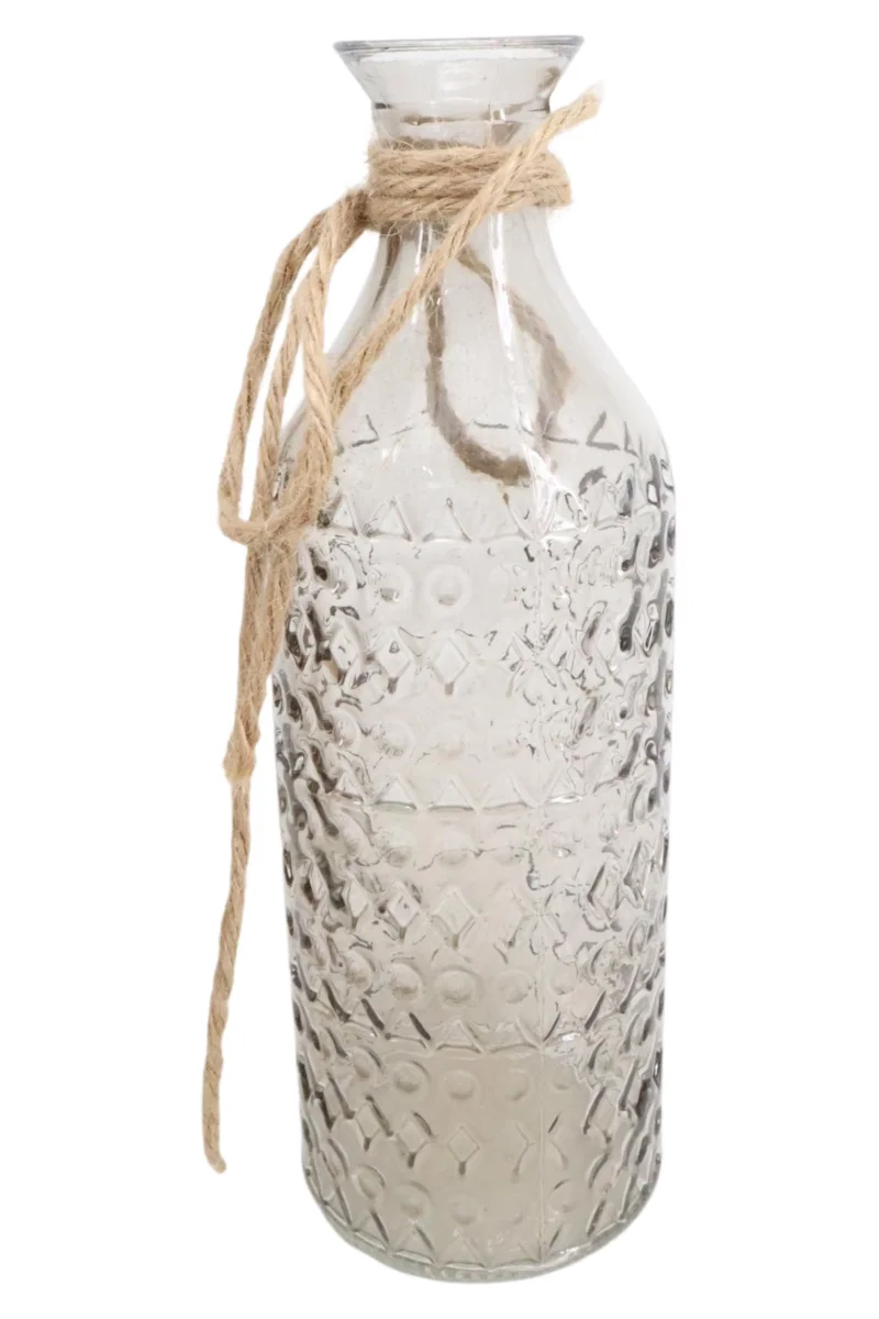 DEPOT Glas Vase Flaschenform Jute Band Transparent Vintage…