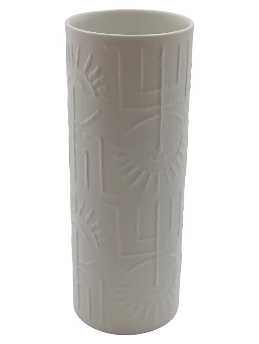 ROSENTHAL Vase Weiß Porzellan Zylinder Strukturmuster…