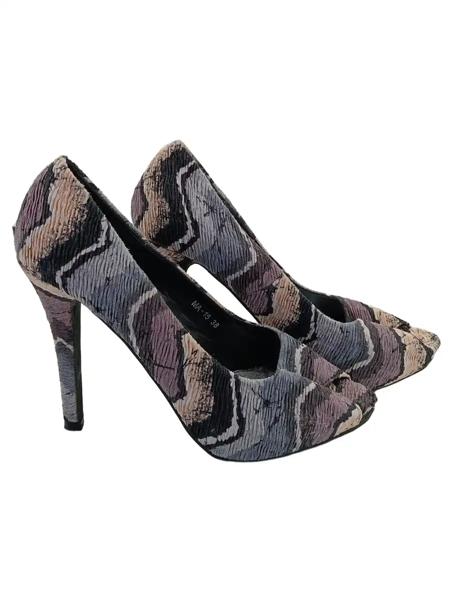 Pumps Damen Gr. 38 Mehrfarbig Textil Ohne Verschluss 12 cm Elegant
