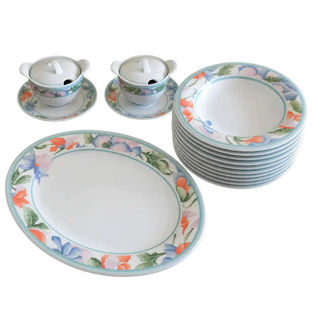 HUTSCHENREUTHER Servierset Mehrfarbig Porzellan Blumen…