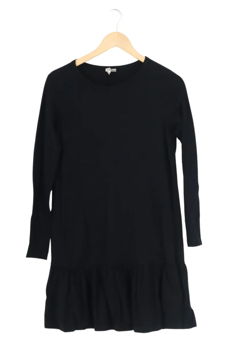 Freizeitkleid Damen Gr. 34 Schwarz Baumwolle Uni Casual Minimalistisch