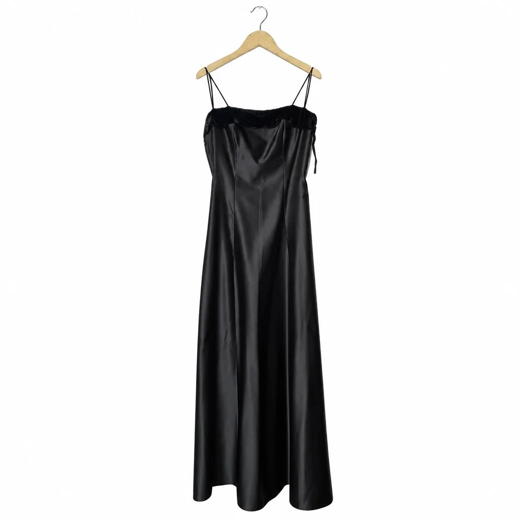 Abendkleid Damen Gr. 38/M Schwarz Polyester Uni Elegant Ärmellos