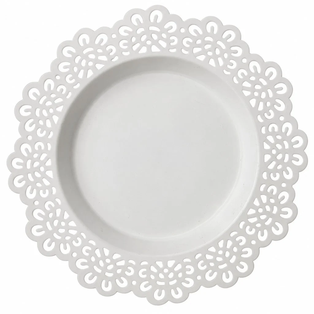 IKEA Kuchenteller Weiß Metall Blumen Florales Muster…