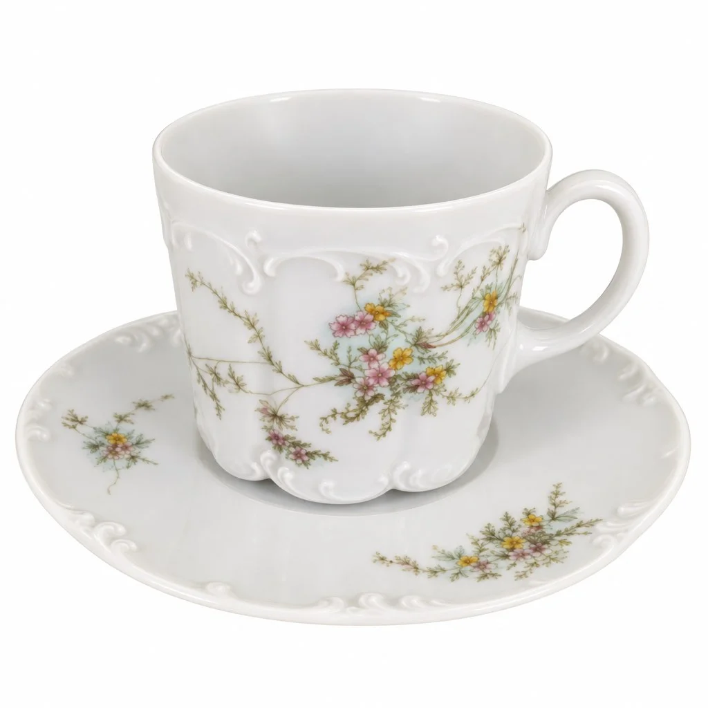 ROSENTHAL Tasse mit Untertasse Weiß Porzellan Blumen…