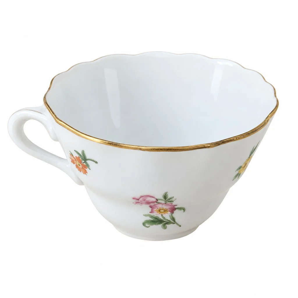 HUTSCHENREUTHER Tasse mit Untertasse Weiß Porzellan Blumen…