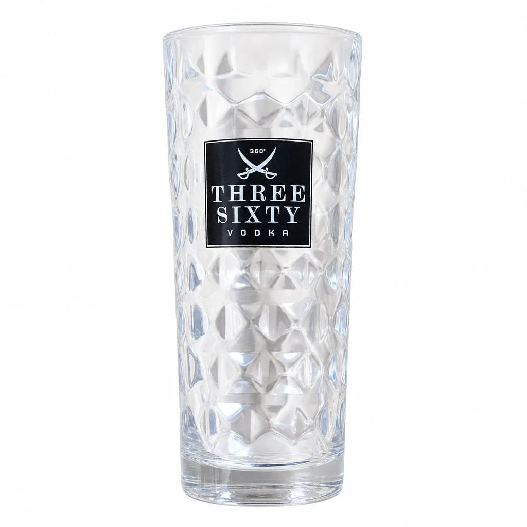 THREE SIXTY VODKA Schnapsglas Transparent Strukturmuster…