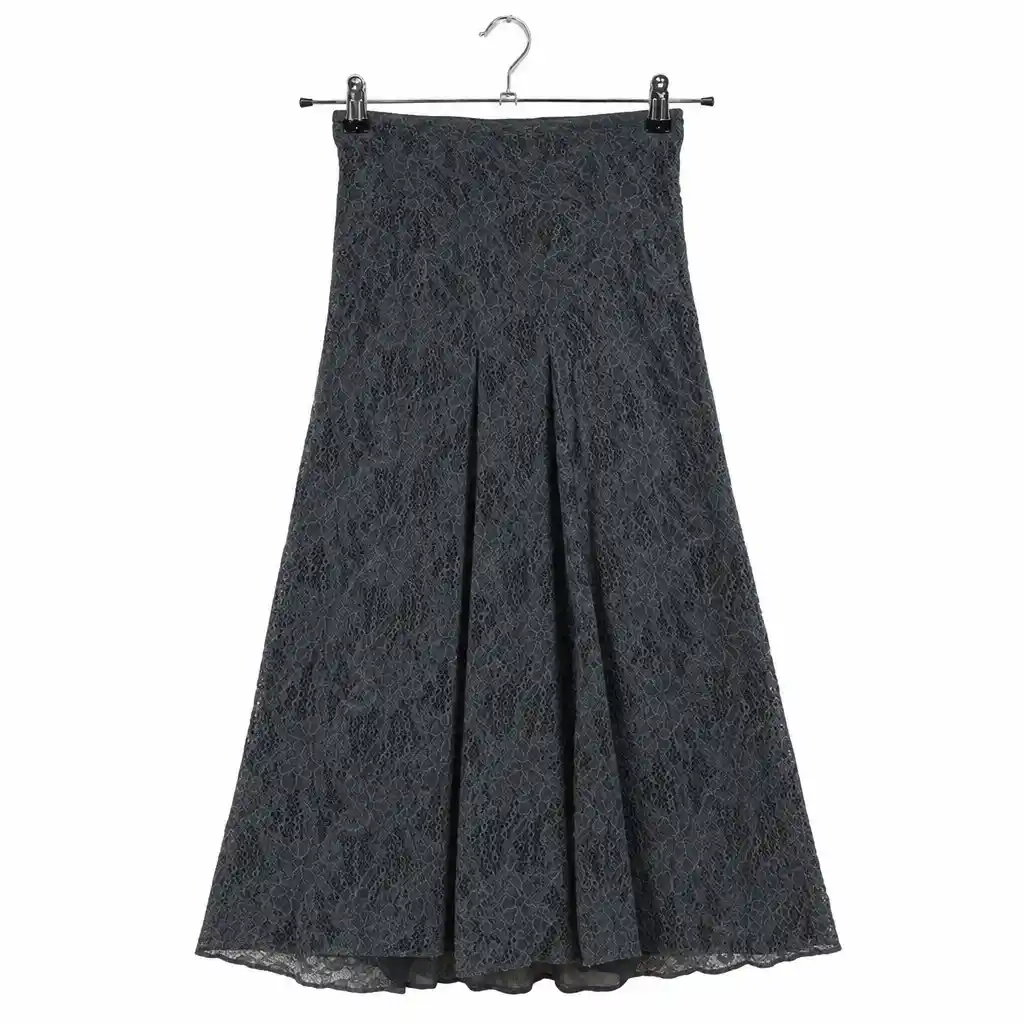 A-Linienrock Damen Schwarz Gr. 38/M Polyamid Uni Elegant Spitze