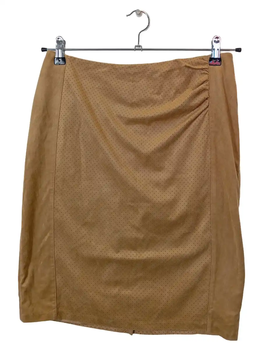 Bleistiftrock Damen Braun Gr. 38/M Polyester Lochmuster Modern Casual