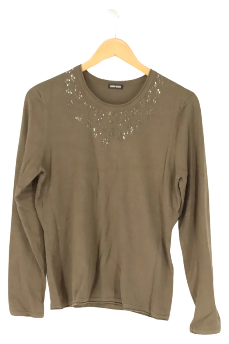 Pullover Damen 38/M Braun Elegant Strass Langarm