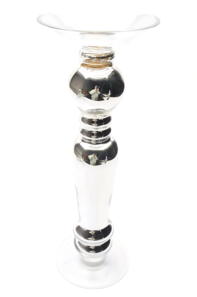 DEPOT Eleganter Kerzenhalter Silber Glas 45cm Hoch Tischdeko