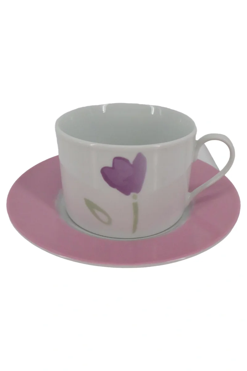 DEPOT Tasse und Unterteller Porzellan Mehrfarbig Blumen…