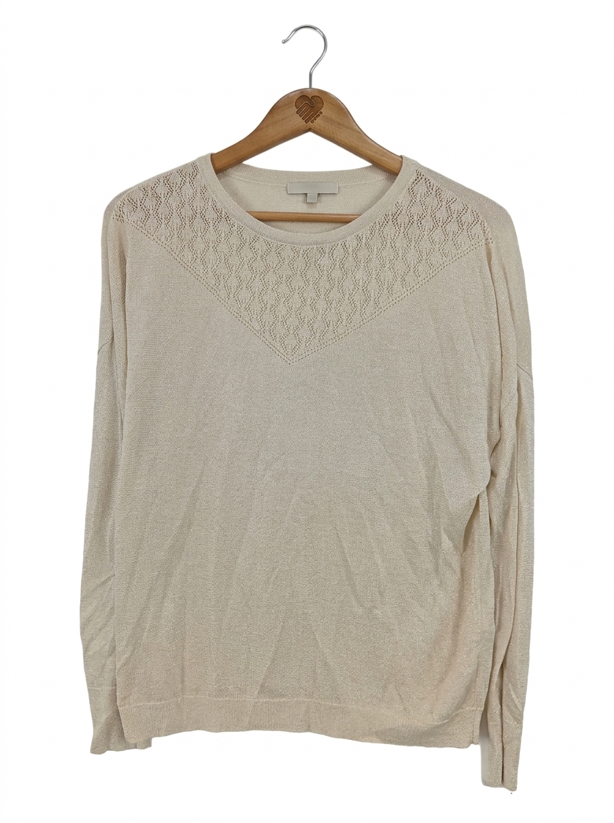 Grace & Mila Damen Pullover Beige S/M Lochmuster Glitzer Elegant 1