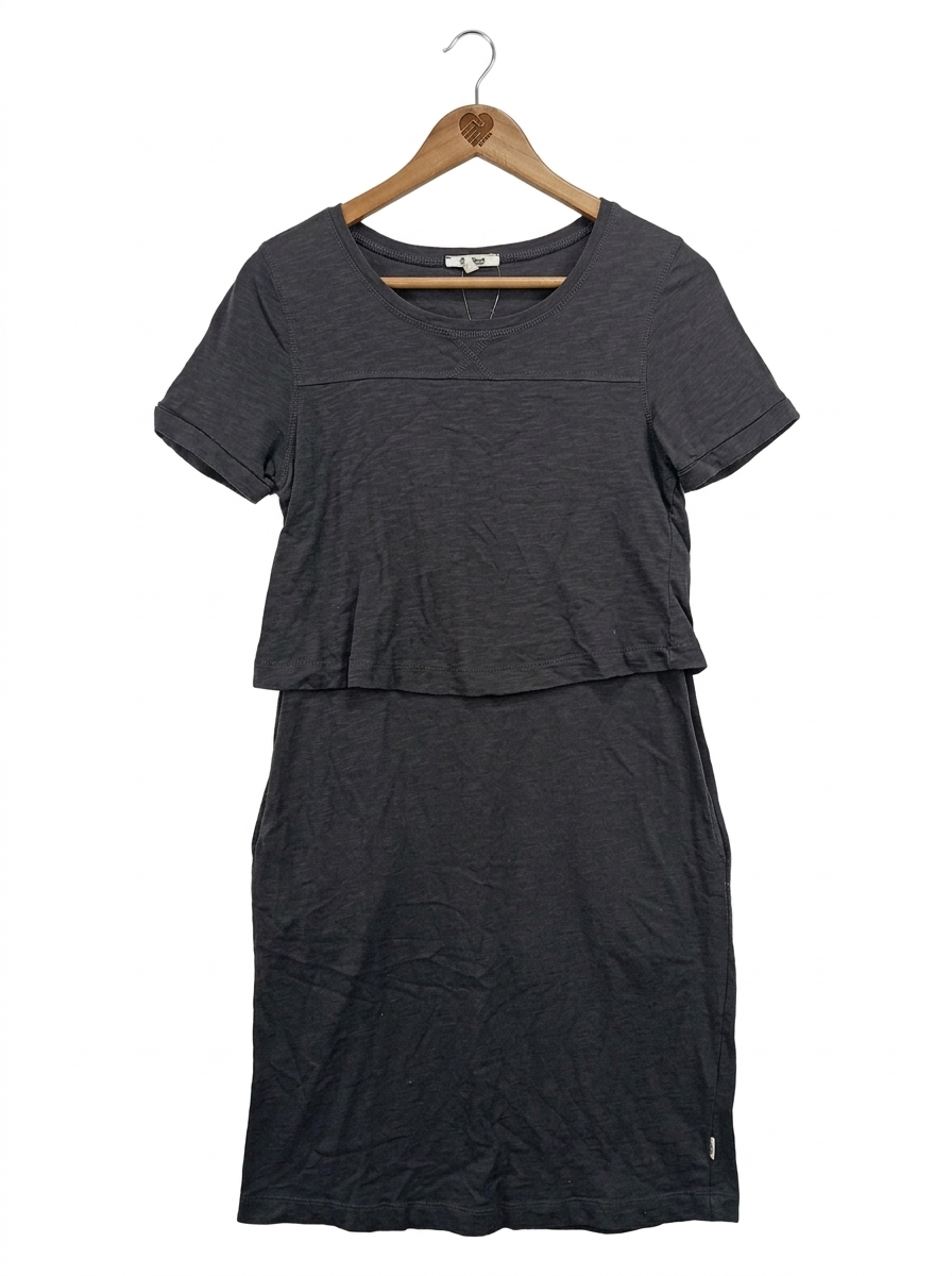 DEERBERG Freizeitkleid Damen 34/XS Grau Casual Minimalistisch Baumwolle 1
