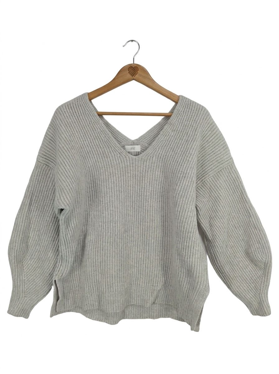 LeGer by Lena Gercke Damen Pullover V-Ausschnitt Gr. 38 Grau Wolle 1