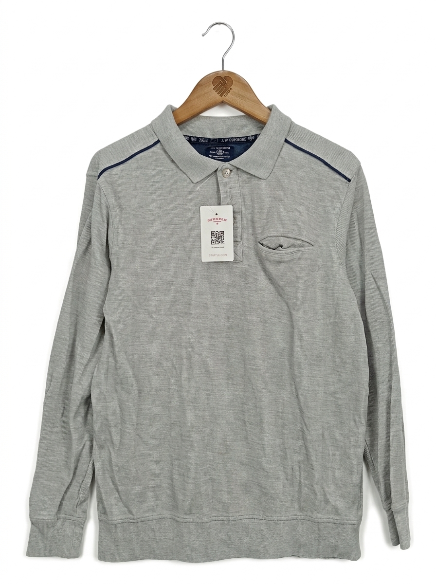 A.W. Dunmore Herren Poloshirt Langarm Gr. 48/M Grau Baumwolle 1