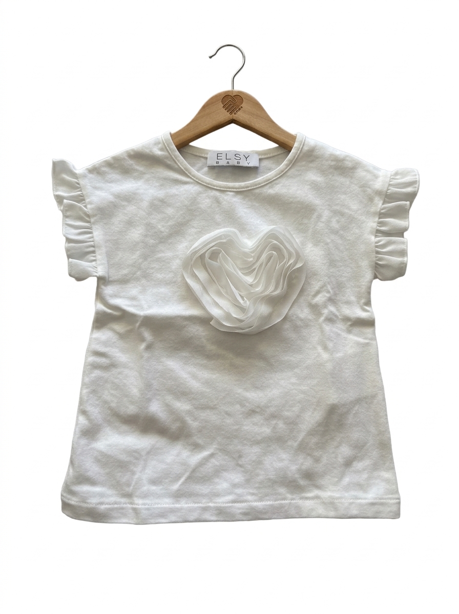 Elsy Baby Mädchen T-Shirt Weiß Gr. 80 (12 Monate) Rüschen Applikation 1