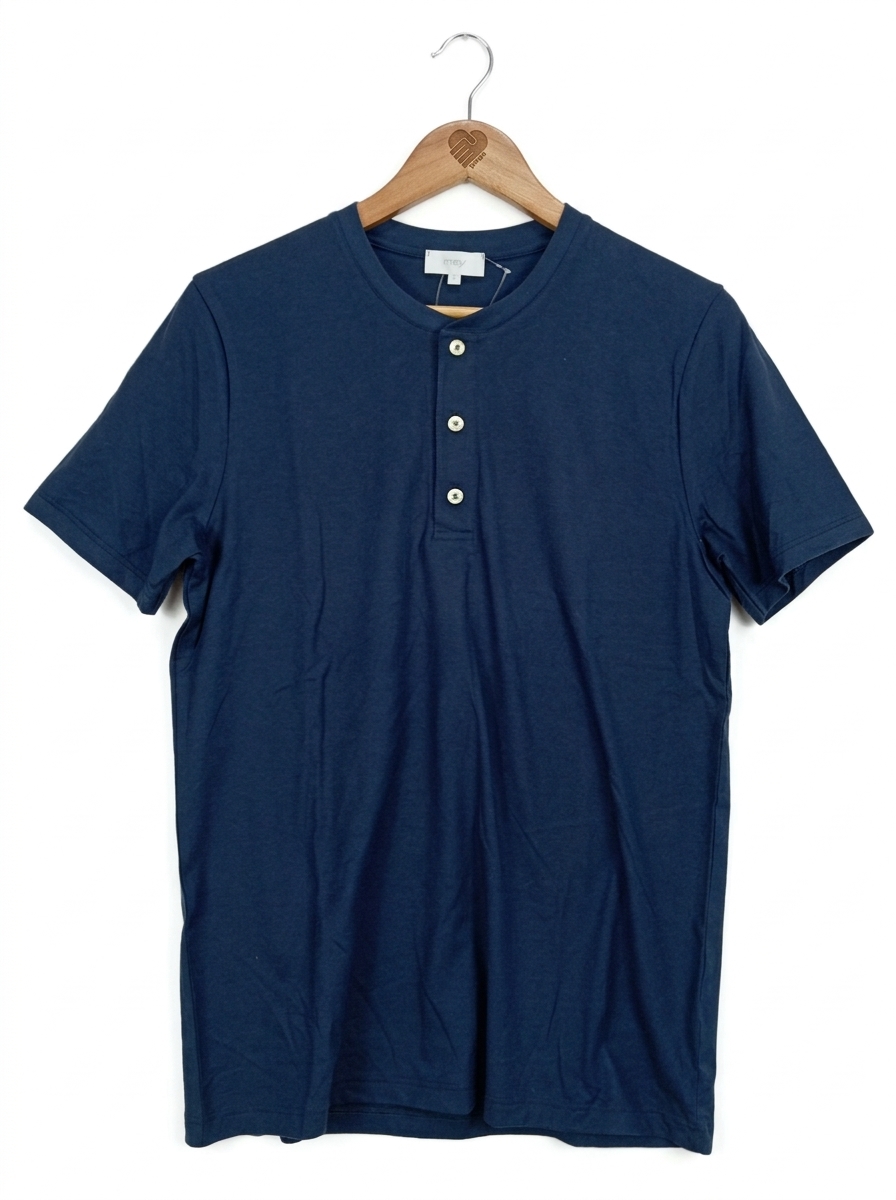 Mey Herren T-Shirt Basic Blau Gr. 46/S Baumwolle Kurzarm 1