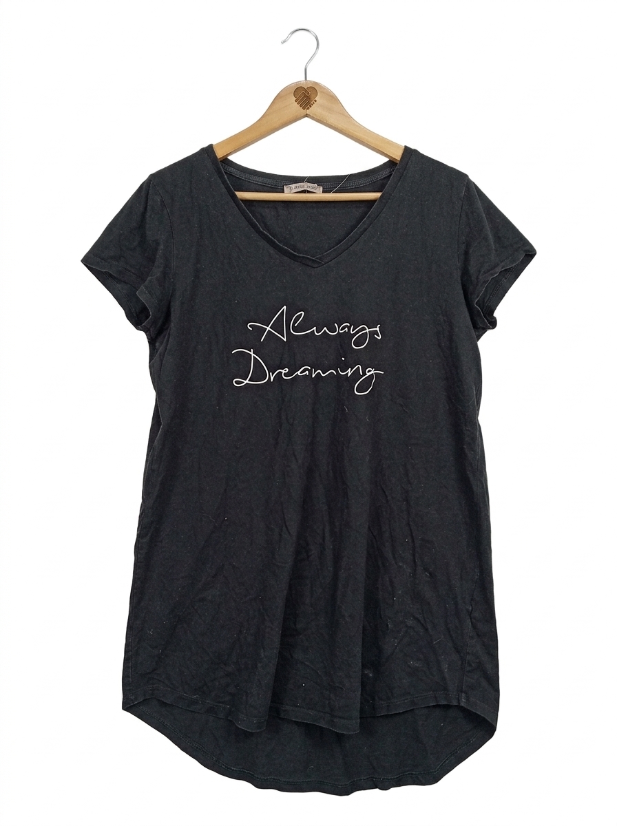 Anna Field Damen T-Shirt Always Dreaming V-Ausschnitt Schwarz Gr. M 1